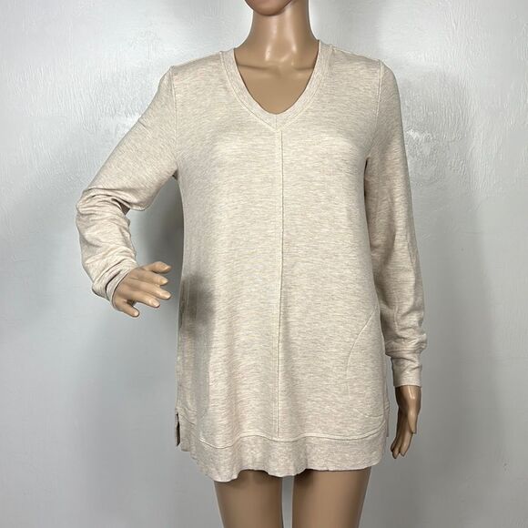 Soft Surroundings Cream Color V-neck Front Pockets Pullover Top Size XS - Picture 1 of 8